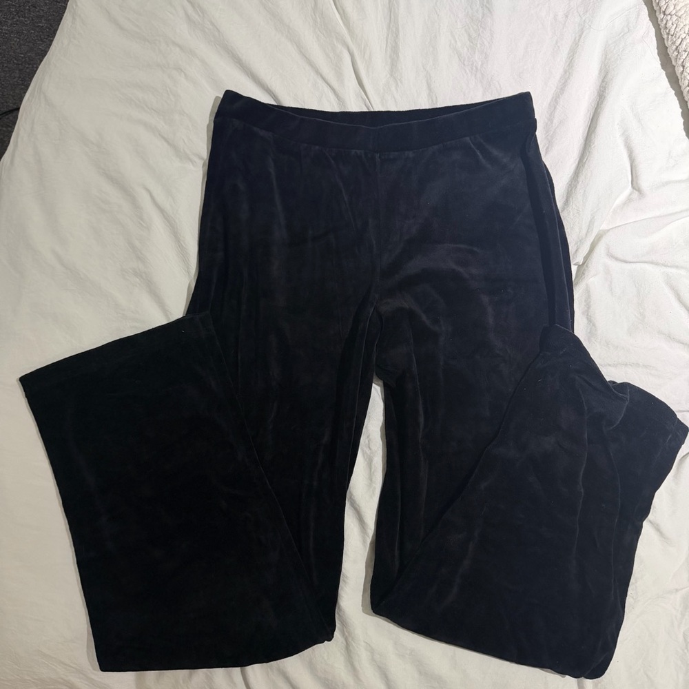 Black Women's Velvet Wide-Leg Pants